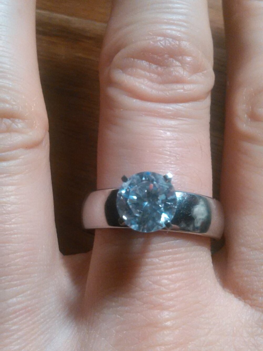 Multi-Faceted Cubic Zirconia Stainless Steel Ring (Size 10)
